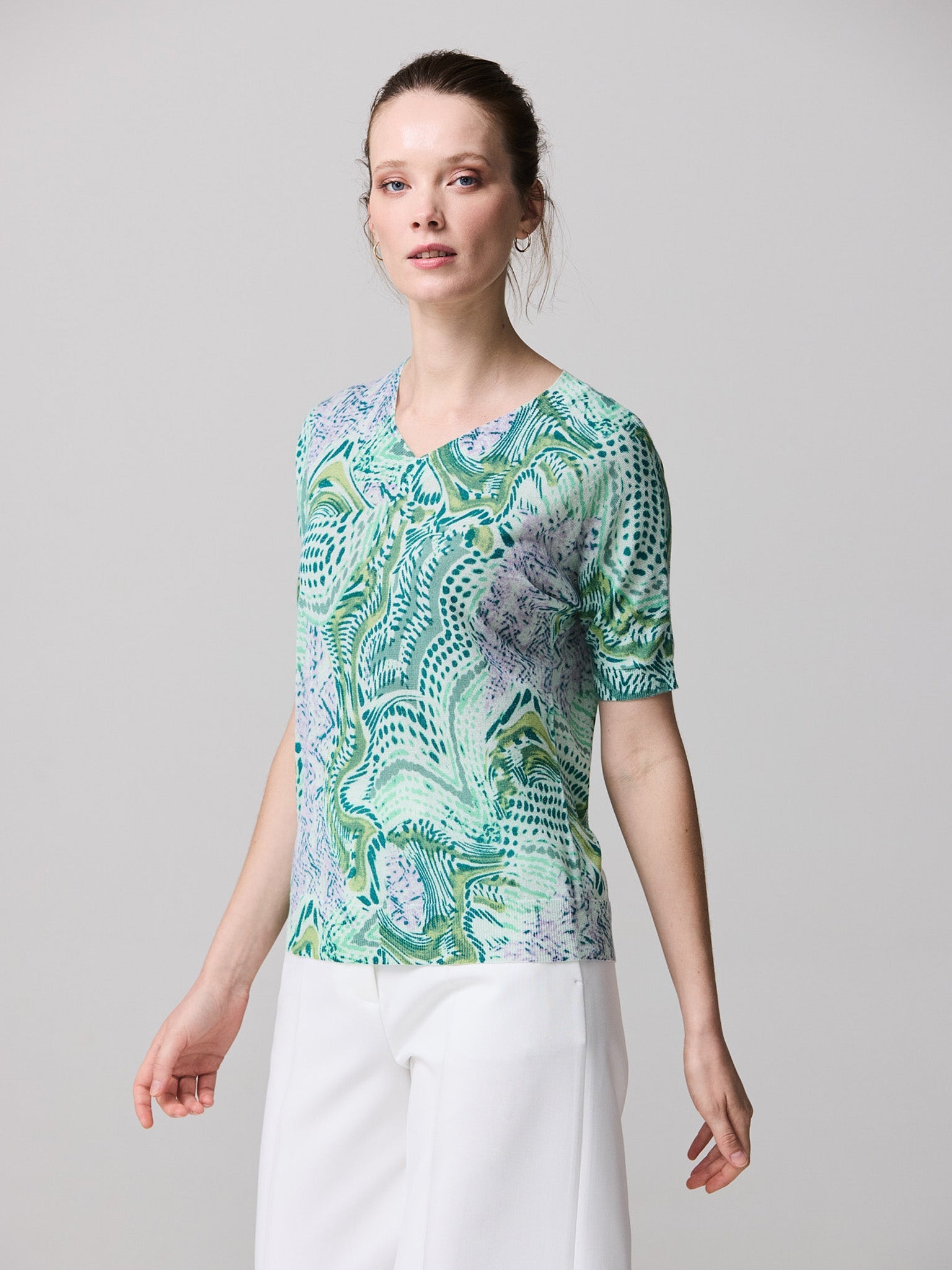 Short-sleeved organic print jersey