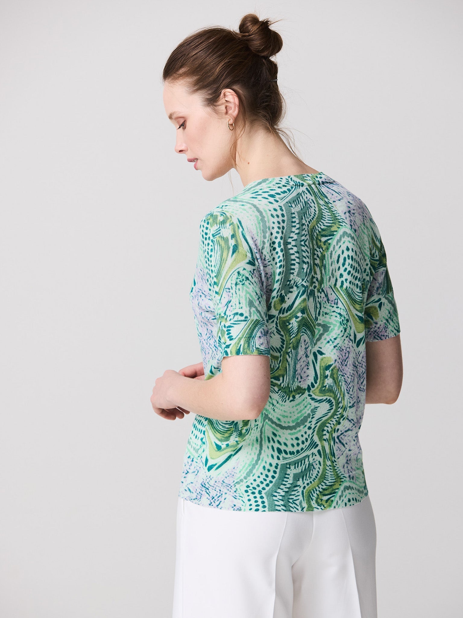 Short-sleeved organic print jersey