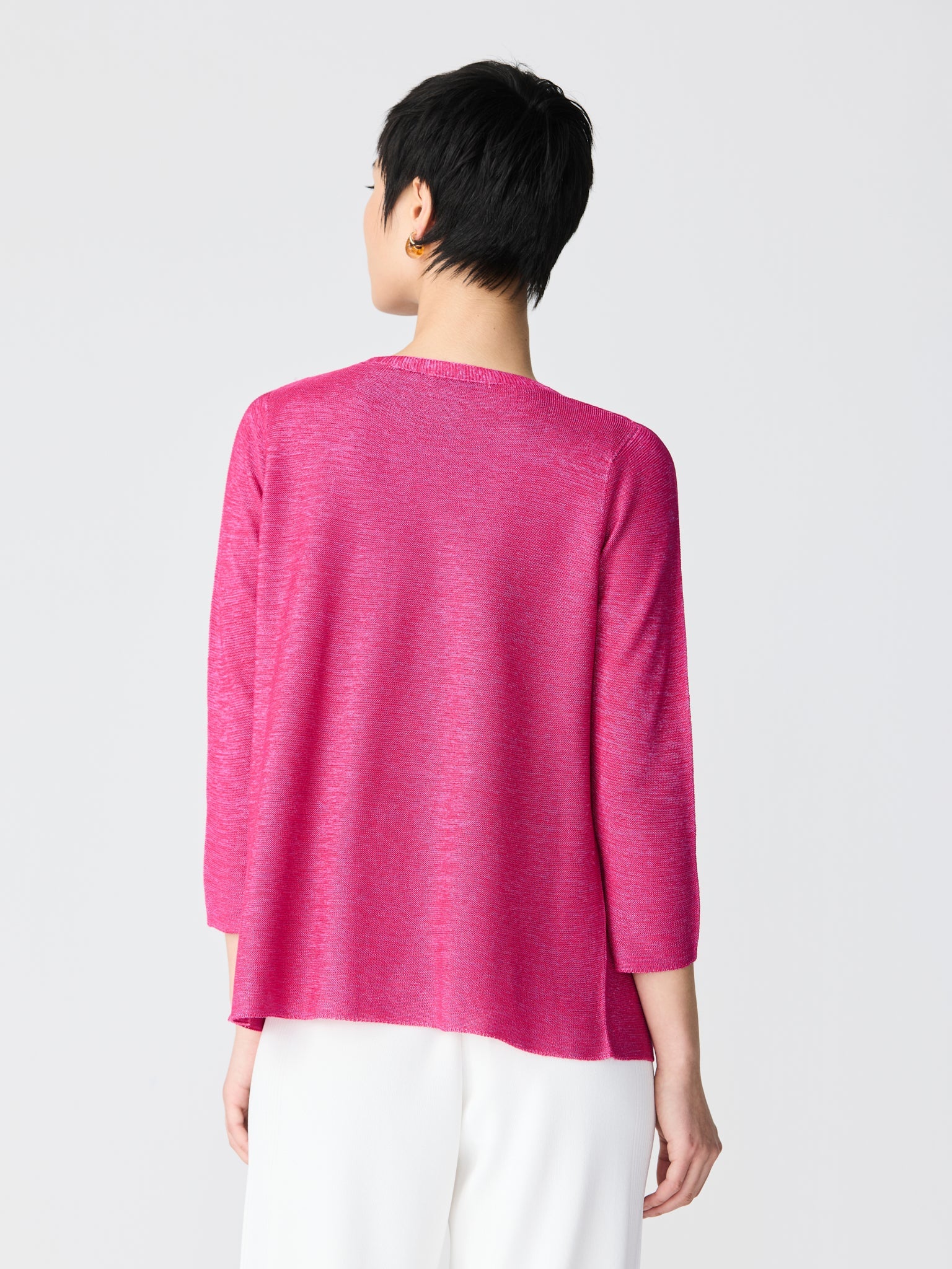 Two-tone 3/4 sleeve cardigan