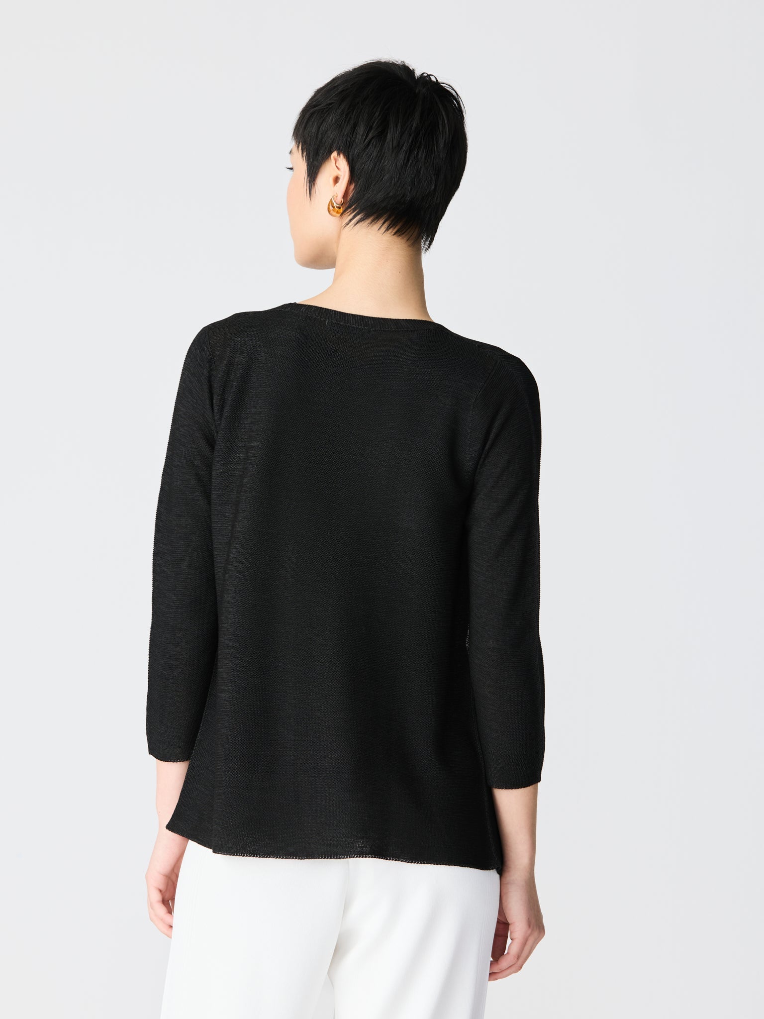 Two-tone 3/4 sleeve cardigan