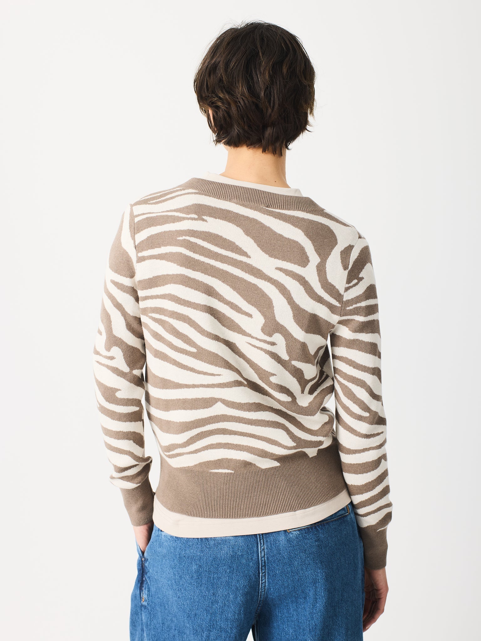 Jersei amb jacquard de zebra coll bec