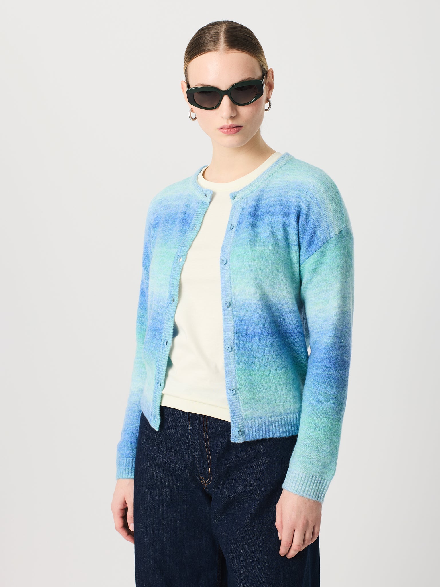 Chaqueta hilo fantasía cuello redondo