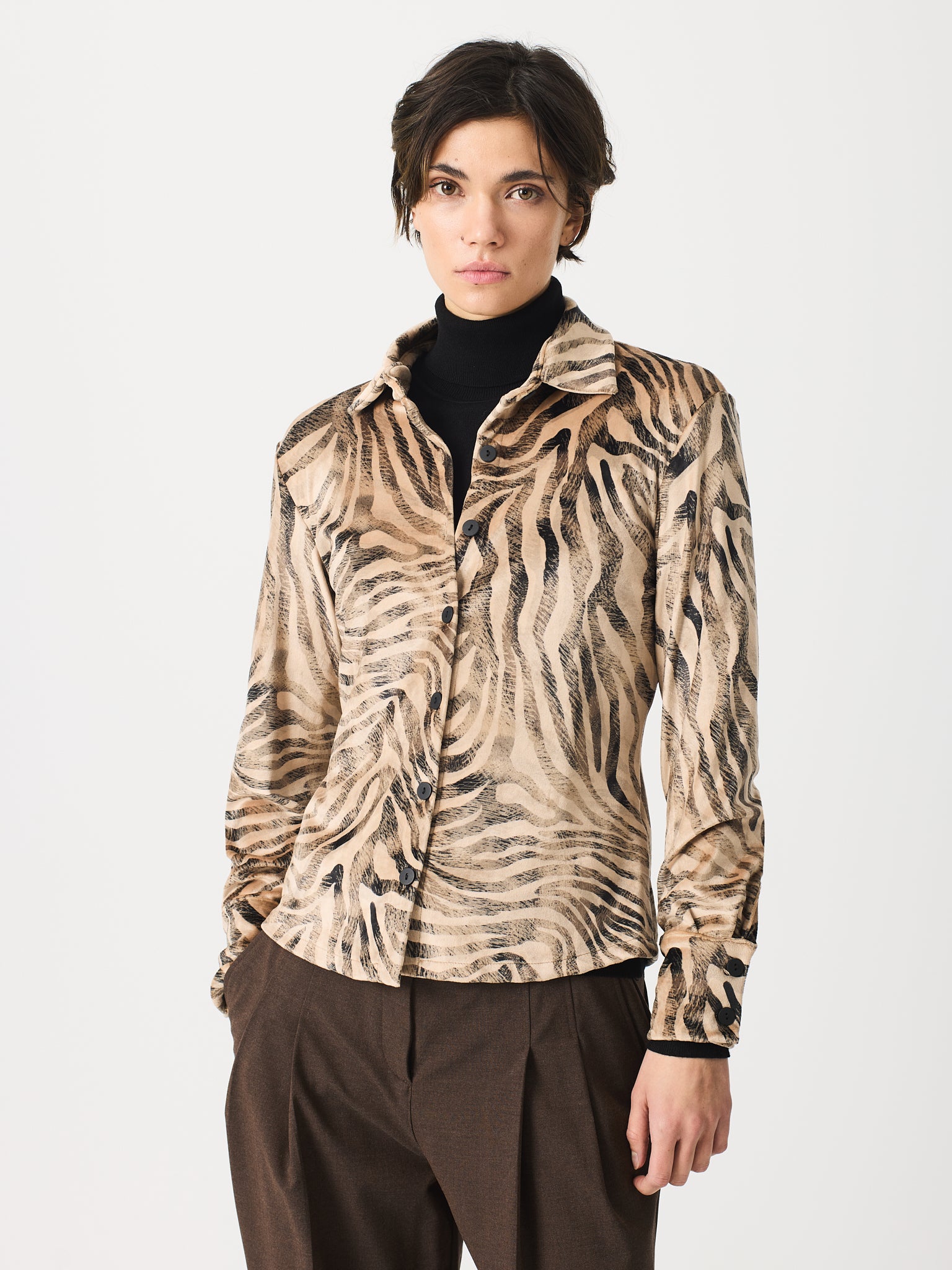 Camisa de tercipelo estampada